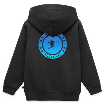 Skiing - Kinder Premium Organic Zip Hoodie - Schwarz - Hinten - AI Model Kid Male (0cm)
