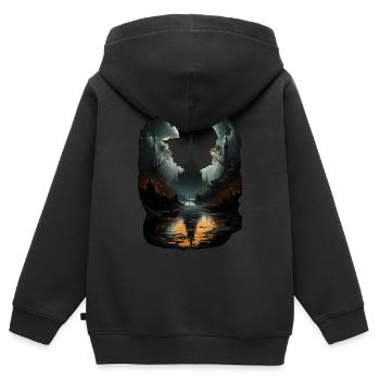 Gothique - Sweat Premium à capuche zippé enfant bio - noir - Dos - AI Model Kid Male (0cm)