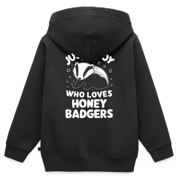 Blaireau Miel Blaireau Animal - Sweat Premium à capuche zippé enfant bio - noir - Dos - AI Model Kid Male (0cm)