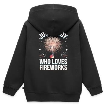 Pyrotechnie Feux d’artifice Pyrotechnie - Sweat Premium à capuche zippé enfant bio - noir - Dos - AI Model Kid Male (0cm)