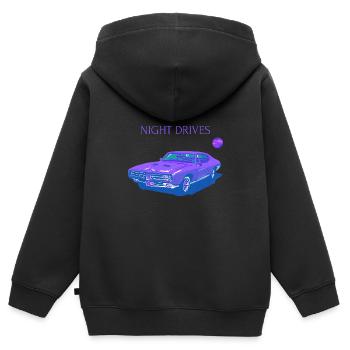 Night drives retro Car Graphic Shirt - Kids Premium Organic Zip-up Hoodie - black - Back - AI Model Kid Male (0cm)