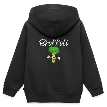 Brokkoli - Kinder Premium Organic Zip Hoodie - Schwarz - Hinten - AI Model Kid Male (0cm)