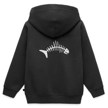 Os de poisson - Sweat Premium à capuche zippé enfant bio - noir - Dos - AI Model Kid Male (0cm)