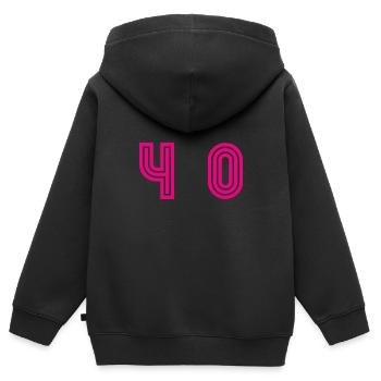 40. 40 ANS. 40e ANNIVERSAIRE. ANNIVERSAIRE 40 ANS. - Sweat Premium à capuche zippé enfant bio - noir - Dos - AI Model Kid Male (0cm)