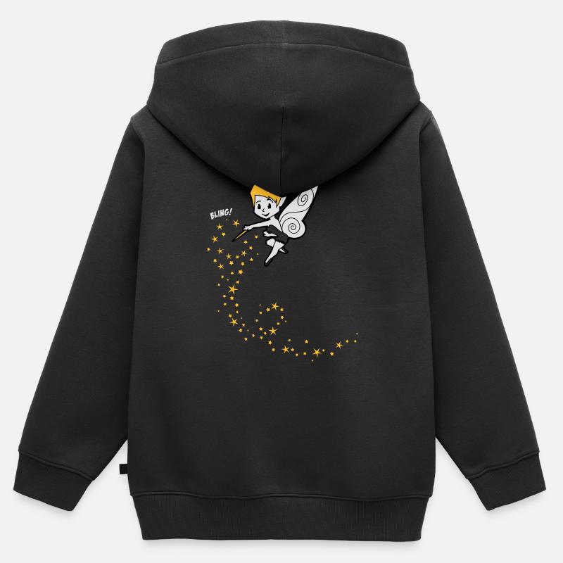 Fee "Bling!" - Sweat Premium à capuche zippé enfant bio - noir