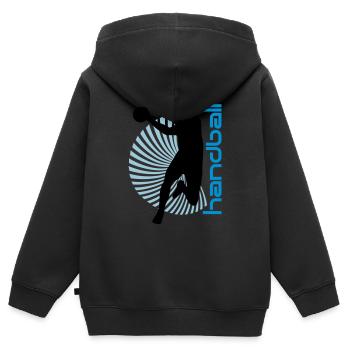 Spiral Handballer - Sweat Premium à capuche zippé enfant bio - noir - Dos - AI Model Kid Male (0cm)