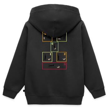 Zugstärken mit Rand - Kinder Premium Organic Zip Hoodie - Schwarz - Hinten - AI Model Kid Male (0cm)