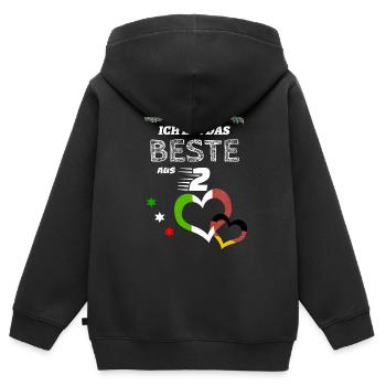Deutsch-Italienisch-beste - Kinder Premium Organic Zip Hoodie - Schwarz - Hinten - AI Model Kid Male (0cm)