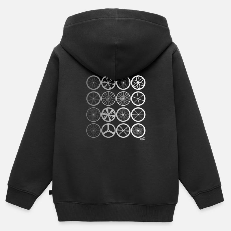 Bike wheels land silver - Sweat Premium à capuche zippé enfant bio - noir
