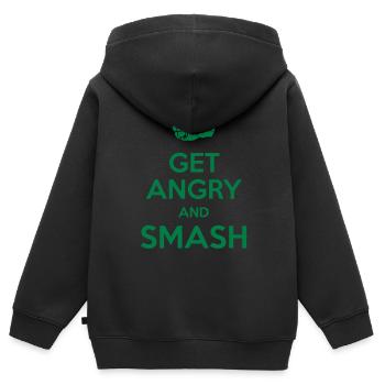 Get angry and smash - Sweat Premium à capuche zippé enfant bio - noir - Dos - AI Model Kid Male (0cm)