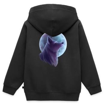 Silver Wolf - Kids Premium Organic Zip-up Hoodie - black - Back - AI Model Kid Male (0cm)