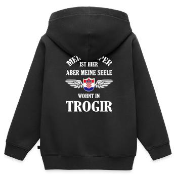 Trogir Sehnsucht – Historisches Juwel an der Adria - Kinder Premium Organic Zip Hoodie - Schwarz - Hinten - AI Model Kid Male (0cm)