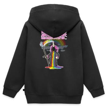Unicorn marketing - Kids Premium Organic Zip-up Hoodie - black - Back - AI Model Kid Male (0cm)