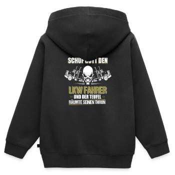 LKW Fahrer - Kinder Premium Organic Zip Hoodie - Schwarz - Hinten - AI Model Kid Male (0cm)