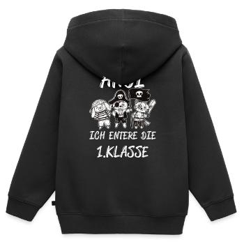 Schulanfänger Ahoi - Kinder Premium Organic Zip Hoodie - Schwarz - Hinten - AI Model Kid Male (0cm)