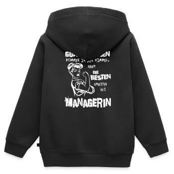 Die besten arbeiten als Managerin Führung mit Herz - Kinder Premium Organic Zip Hoodie - Schwarz - Hinten - AI Model Kid Male (0cm)