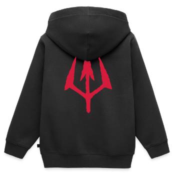 trident du diable - Sweat Premium à capuche zippé enfant bio - noir - Dos - AI Model Kid Male (0cm)