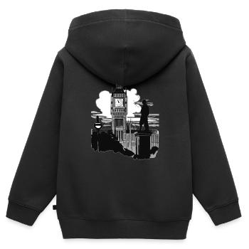 Big Ben - Sweat Premium à capuche zippé enfant bio - noir - Dos - AI Model Kid Male (0cm)