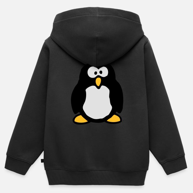 little_penguin - Sweat Premium à capuche zippé enfant bio - noir