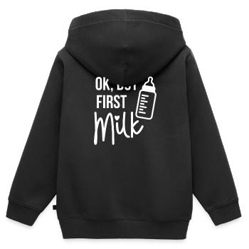 Bébé nourriture lait nourrissons Enceinte cadeau - Sweat Premium à capuche zippé enfant bio - noir - Dos - AI Model Kid Male (0cm)