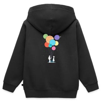 PLANÈTES - Sweat Premium à capuche zippé enfant bio - noir - Dos - AI Model Kid Male (0cm)