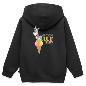 Bock auf Eis. - Kinder Premium Organic Zip Hoodie - Schwarz - Hinten - AI Model Kid Male (0cm)