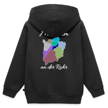Mülheim an der Ruhr - Sweat Premium à capuche zippé enfant bio - noir - Dos - AI Model Kid Male (0cm)