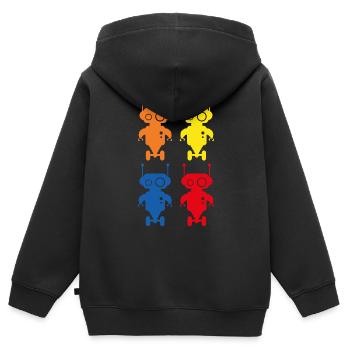 Retro Robots Roboter - Kinder Premium Organic Zip Hoodie - Schwarz - Hinten - AI Model Kid Male (0cm)