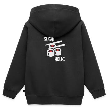 Sushi - sushi-holic - Sweat Premium à capuche zippé enfant bio - noir - Dos - AI Model Kid Male (0cm)