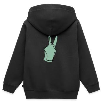 peace hand green - Kinder Premium Organic Zip Hoodie - Schwarz - Hinten - AI Model Kid Male (0cm)