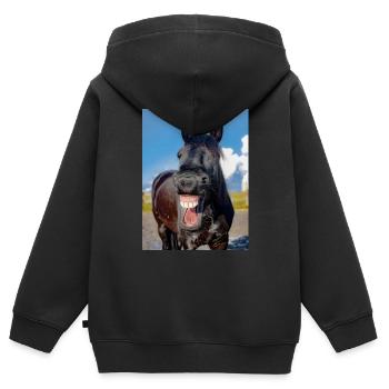 Horse LOL - Kinder Premium Organic Zip Hoodie - Schwarz - Hinten - AI Model Kid Male (0cm)