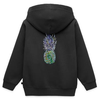 NeonAnanas - Kinder Premium Organic Zip Hoodie - Schwarz - Hinten - AI Model Kid Male (0cm)