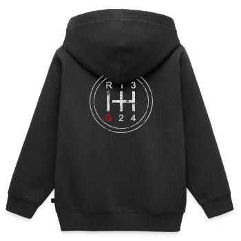 4x4 Auto Gear Shift Syncro Retro Minibus Bus - Sweat Premium à capuche zippé enfant bio - noir - Dos - AI Model Kid Male (0cm)