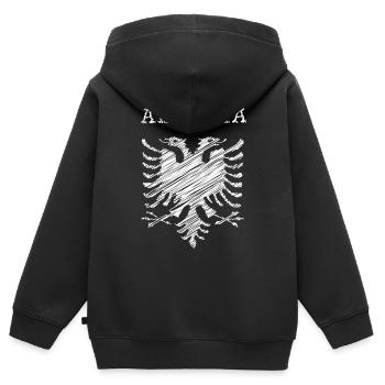 Albania, scribble white - Kinder Premium Organic Zip Hoodie - Schwarz - Hinten - AI Model Kid Male (0cm)
