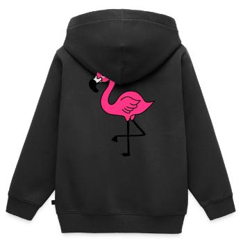 cute flamingo - Kinder Premium Organic Zip Hoodie - Schwarz - Hinten - AI Model Kid Male (0cm)