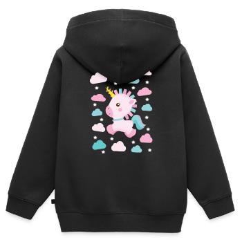 Licorne Licorne - Sweat Premium à capuche zippé enfant bio - noir - Dos - AI Model Kid Male (0cm)