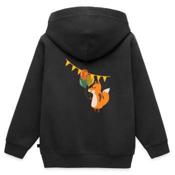 Fuchs mit Luftballons - Kinder Premium Organic Zip Hoodie - Schwarz - Hinten - AI Model Kid Male (0cm)