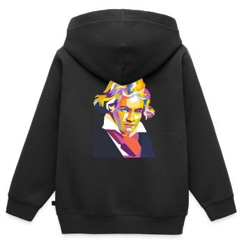 Beethoven Geschenk - Kinder Premium Organic Zip Hoodie - Schwarz - Hinten - AI Model Kid Male (0cm)