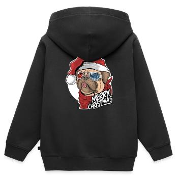Christmas Dog - Merry Christmas - Kinder Premium Organic Zip Hoodie - Schwarz - Hinten - AI Model Kid Male (0cm)