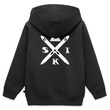 Ski sports d'hiver - Sweat Premium à capuche zippé enfant bio - noir - Dos - AI Model Kid Male (0cm)