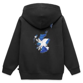 Carte du drapeau de l’Écosse en Écosse - Sweat Premium à capuche zippé enfant bio - noir - Dos - AI Model Kid Male (0cm)