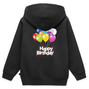 children birthday happy birthday gold colorful balloons - Kids Premium Organic Zip-up Hoodie - black - Back - AI Model Kid Male (0cm)