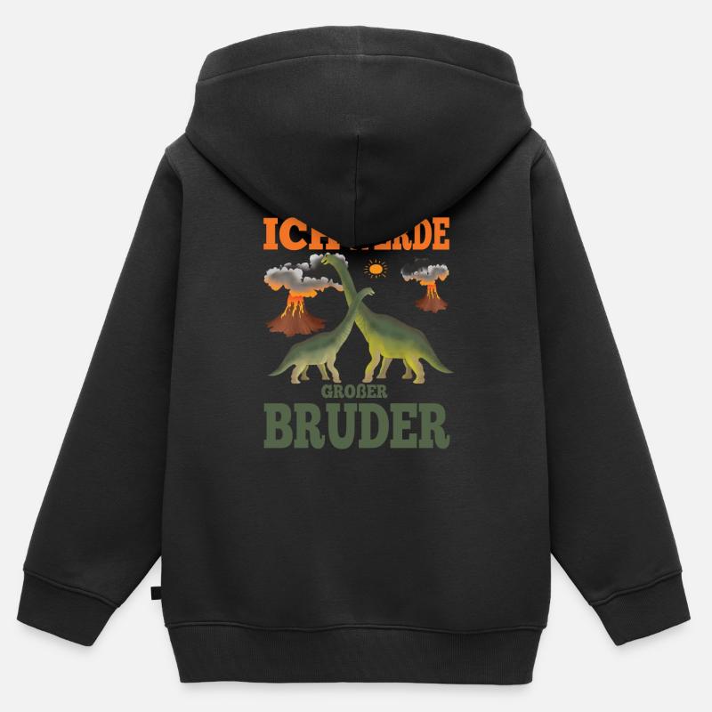 Großer Bruder Ich werde - Kinder Premium Organic Zip Hoodie - Schwarz