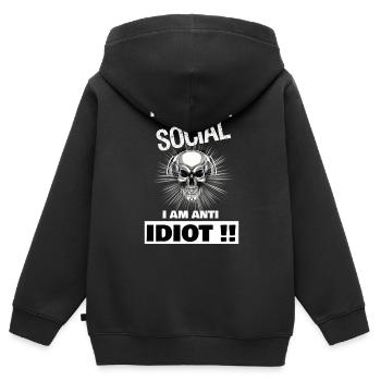 Anti Social - Sweat Premium à capuche zippé enfant bio - noir - Dos - AI Model Kid Male (0cm)