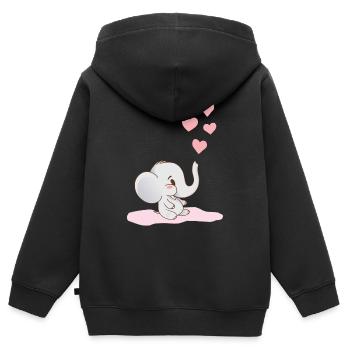 Baby Elefant Herzen Rosa -Motiv für Mädchen Pink - Kinder Premium Organic Zip Hoodie - Schwarz - Hinten - AI Model Kid Male (0cm)