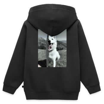 White Shepherd - Kids Premium Organic Zip-up Hoodie - black - Back - AI Model Kid Male (0cm)