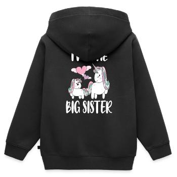 Big Sister Offspring Cute Unicorn - Kids Premium Organic Zip-up Hoodie - black - Back - AI Model Kid Male (0cm)