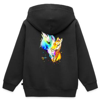 Stute und ihr Fohlen - Kinder Premium Organic Zip Hoodie - Schwarz - Hinten - AI Model Kid Male (0cm)