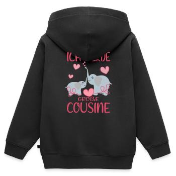 Cousine Ich werde große Cousine Cousinen Nachwuchs - Kinder Premium Organic Zip Hoodie - Schwarz - Hinten - AI Model Kid Male (0cm)
