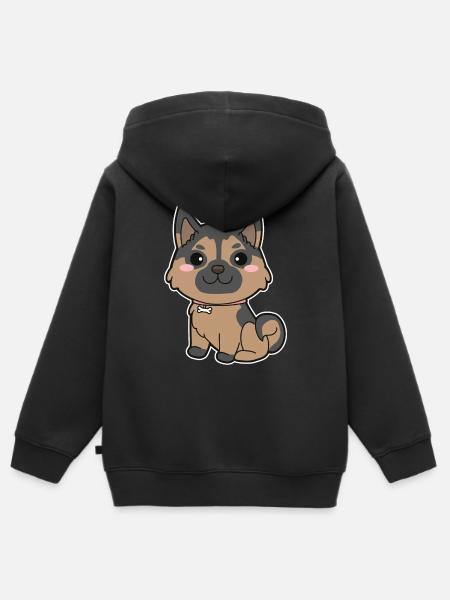 Pastor alemán - Sudadera Premium con capucha y cremallera infantil orgánica - negro